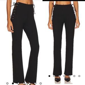 Superdown Jenah Womens Revolve Lace Up High Rise Flare Leg Pants Black M